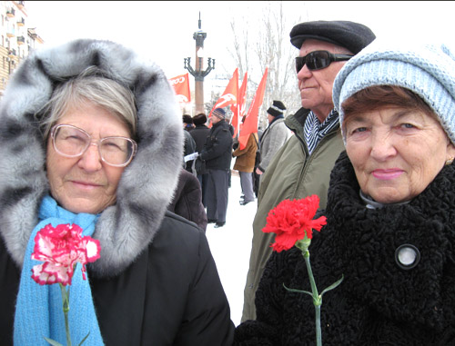 Акции оппозиционных партий и движений прошли в Волгограде. На снимке: члены общественной организации "Надежда России". Волгоград, 23 февраля 2012 г. Фото Вячеслава Ященко для "Кавказского узла"