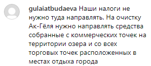 Скриншот комментария по поводу пикета в защиту Каспия и Ак-Гёля, https://www.instagram.com/p/B0F2voQgrOK/